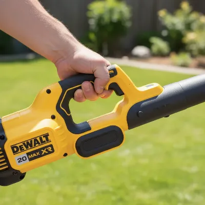 DeWalt 20V Max XR Brushless Leaf Blower demonstrating ergonomic grip and balance