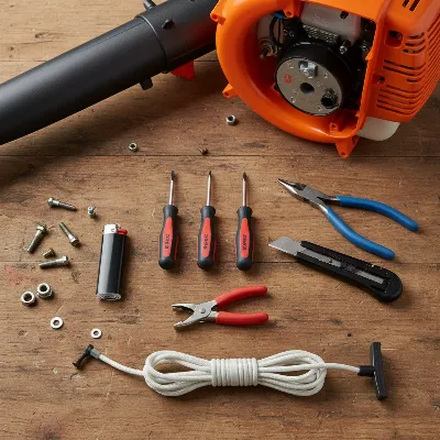Essential tools and parts for DIY leaf blower pull cord replacement